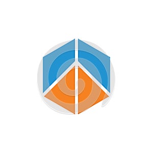 Abstract hexagonal geometric triangle logo vector