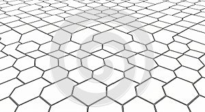 Abstract Hexagonal Grid Pattern Perspective on White Background