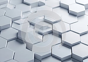 Abstract hexagonal grid pattern with subtle light and shadow effects textured surface