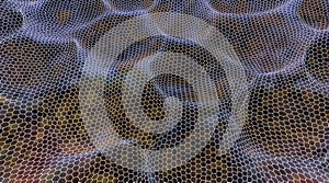 Abstract Hexagonal Grid Surface with Wavy Texture and Colorful Background pattern