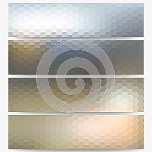 Abstract hexagonal headers set, blurred design