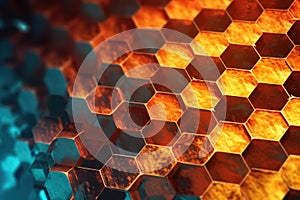 abstract hexagonal honeycomb pattern close-up