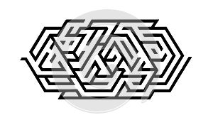 Abstract Hexagonal Maze Pattern, Geometric Labyrinth Design, vector design Generative AI