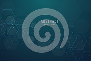 Abstract hexagonal molecular structures background with copy spa