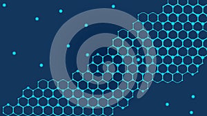 Abstract hexagonal molecule background, genetic and chemical compounds system. Geometric graphics and connected lines with dots. S