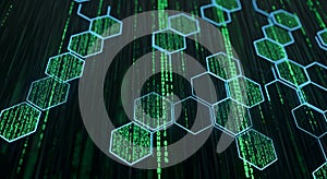 Abstract Hexagonal Network Data Flow - Digital Matrix Background