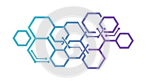 Abstract Hexagonal Network Geometric Tech Background, vector design Generative AI