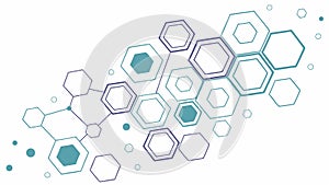 Abstract hexagonal network, interconnected system, digital connection, technology grid, vector design Generative AI