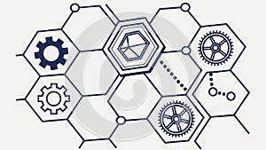 Abstract hexagonal network, modern technology connectivity, digital science structure, vector design Generative AI