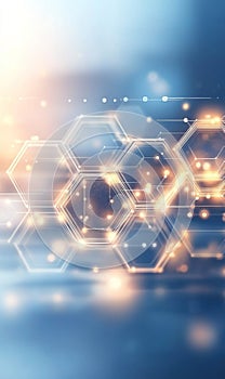 Abstract Hexagonal Network with Glowing Lights