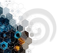 Abstract hexagonal network pattern isolated on white background