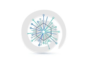 Abstract hexagonal network structure isolated on white background