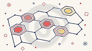 Abstract hexagonal network, symbolizing data, connection, and technology, vector design Generative AI