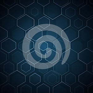 Abstract Hexagonal Pattern, Blue Geometric Background, Modern Technology, vector design Generative AI