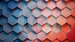 Abstract hexagonal pattern with blue and red gradient effect