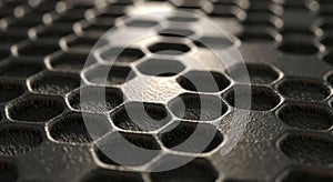 Abstract hexagonal pattern close-up with subtle lighting and reflections