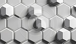 Abstract Hexagonal Pattern: A 3D Render of Interlocking Grey Hexagons