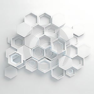 Abstract hexagonal pattern with depth and shadow on white background