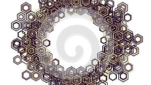 Abstract Hexagonal Pattern Forming a Circular Frame on a White Background