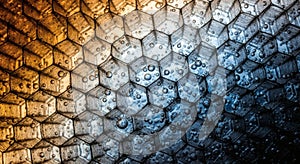 Abstract Hexagonal Pattern with Gradient Lighting and Bubbles