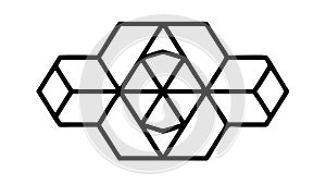 Abstract Hexagonal Pattern Interlocking Shapes Icon, vector design Generative AI