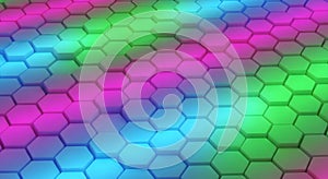 Abstract Hexagonal Pattern with Neon Gradient Lighting