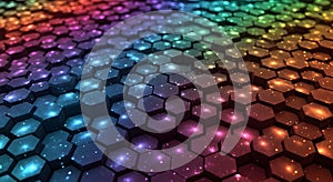 Abstract Hexagonal Pattern with Rainbow Gradient and Sparkles