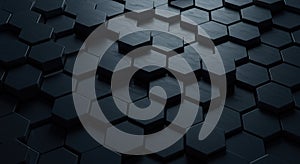 Abstract hexagonal pattern texture deep blue and gray geometric background