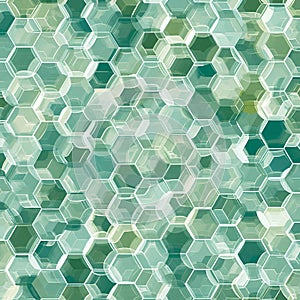 Abstract hexagonal pattern with translucent green and white geometric shapes image