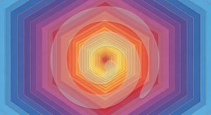 Abstract hexagonal pattern with vibrant orange yellow and blue gradient colors