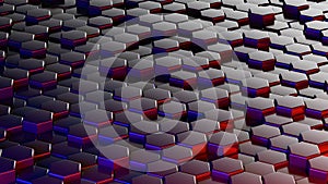 Abstract hexagonal sci-fi honeycomb geometrical background. 3d rendering