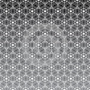 Abstract hexagonal snowflake seamless pattern