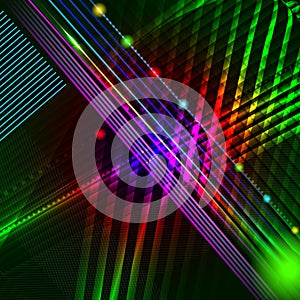 Abstract hi-tech background with glowing lines, neon stripes.