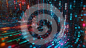 Abstract hi-tech background made of rectangular shapes and lines. data flow and geometric forms