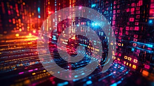 Abstract hi-tech background made of rectangular shapes and lines. data flow and geometric forms