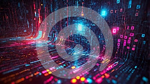 Abstract hi-tech background made of rectangular shapes and lines. data flow and geometric forms