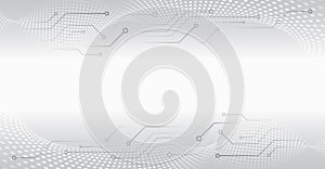 Abstract hi tech communication for presentation or banner. Sci-fi gray background with various technology elements. Science