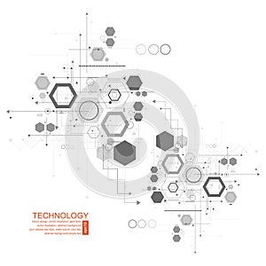 Abstract hi-tech, engineering, machine, technology concept. Vector abstract futuristic technology background