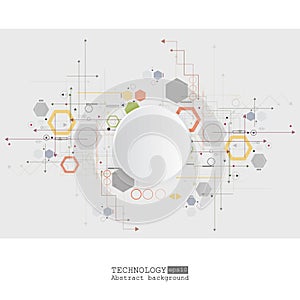Abstract hi-tech, engineering, machine, technology concept. Vector abstract futuristic technology background