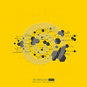 Abstract hi-tech, engineering, machine, technology concept. Vector abstract futuristic technology background