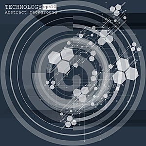 Abstract hi-tech, engineering, machine, technology concept. Vector abstract futuristic technology background