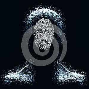 Mans head with fingerprint