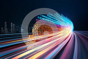 Abstract high-speed data tunnel with binary code