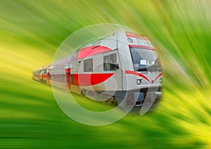 The abstract high speed modern commuter train, motion blur