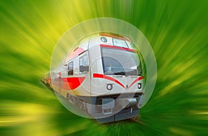 The abstract high speed modern commuter train, motion blur