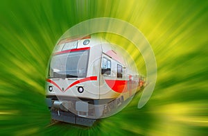 The abstract high speed modern commuter train, motion blur