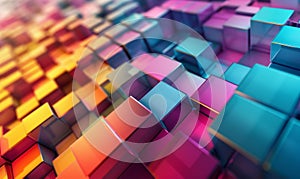 Abstract high-tech background with colorful square blocks