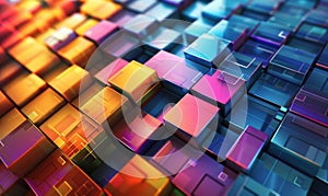 Abstract high-tech background with colorful square blocks