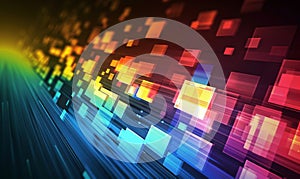 Abstract high-tech background with colorful square blocks