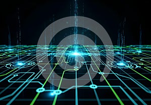 Futuristic Digital Circuit Network Background